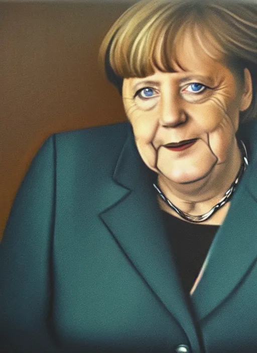 Image similar to close - up portrait of angela merkel by sarah moon,