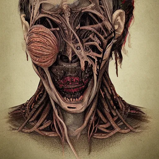 Image similar to digital art of a body horror human created by trevor henderson and tyedied