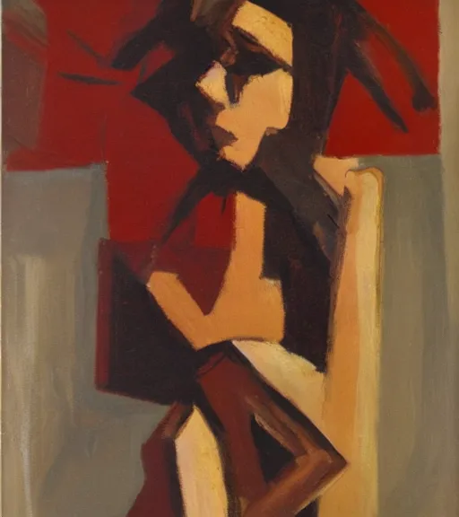 Image similar to david bomberg painting of an anime woman