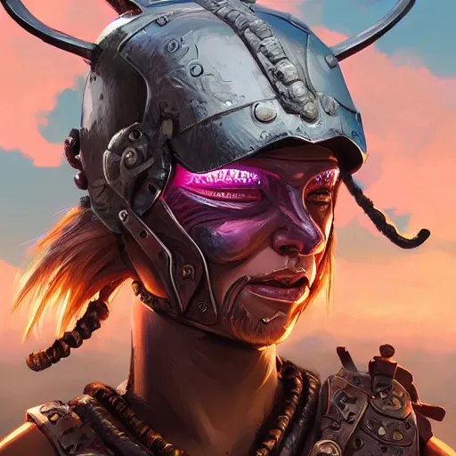 Image similar to cyberpunk viking helmet mask warrior goddess robot ninja fantasy, art gta 5 cover, official fanart behance hd artstation by jesper ejsing, by rhads, makoto shinkai and lois van baarle, ilya kuvshinov, ossdraws