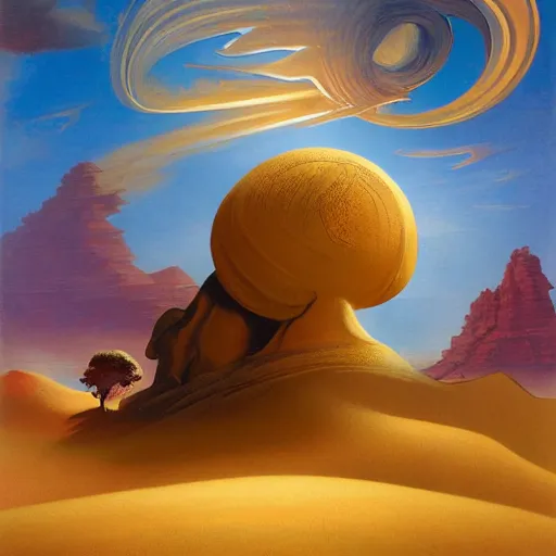 Image similar to journey of Bucolic gaze sand Desert Deity under crimson azure diamond sky, in the style of Frank Frazetta, Jeff Easley, Caravaggio, extremely clear and coherent, clear lines, 8K revolution