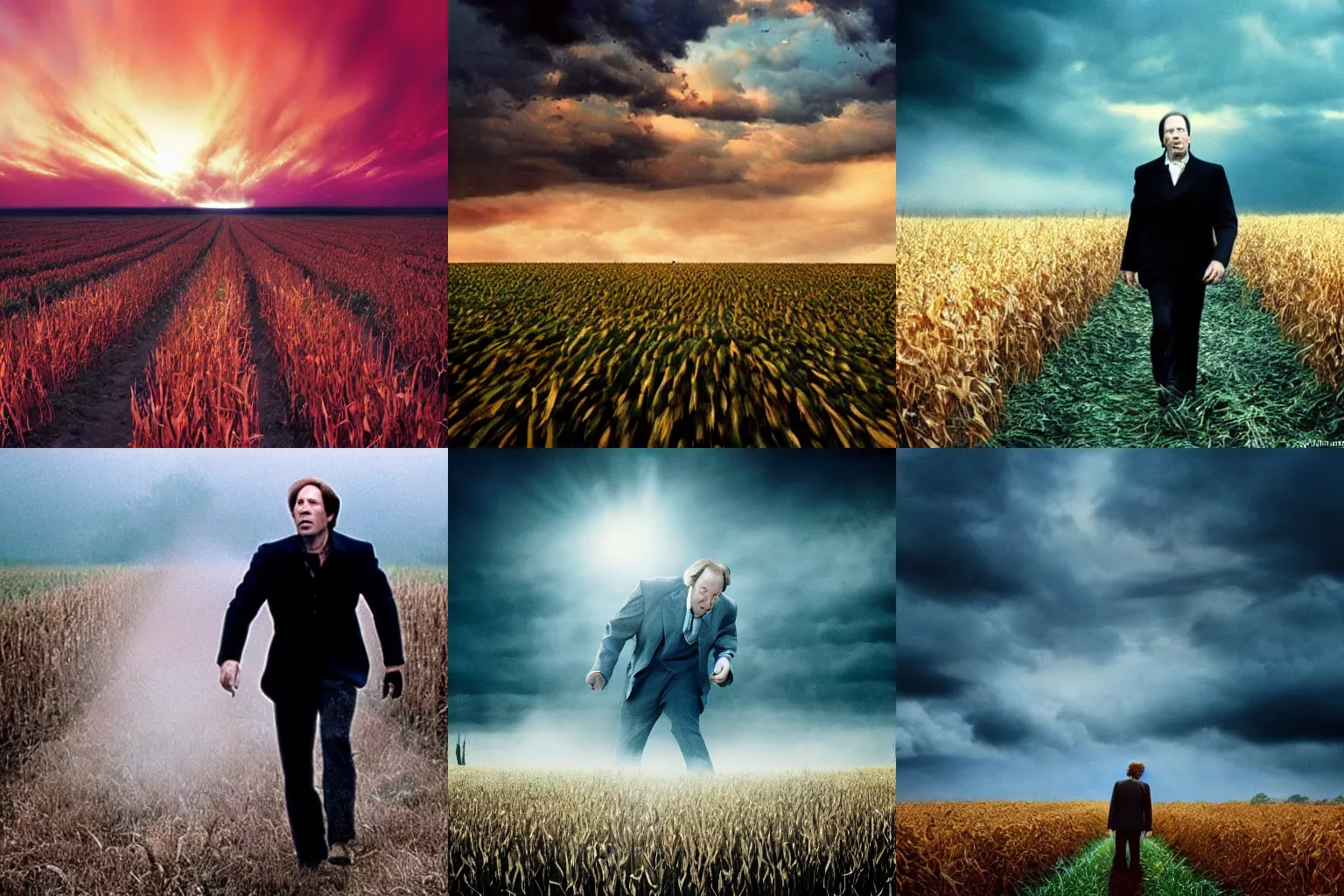 Prompt: hans zimmer’s cornfield chase song, ultra realistic, award winning photo, washed up colors