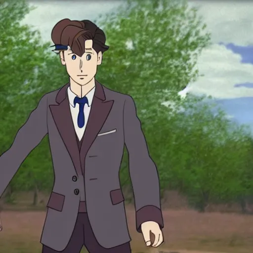 Image similar to still of the eleventh doctor, animated by hayao Miyazaki