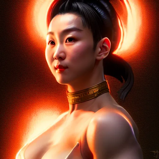 Image similar to portrait of chun li, au naturel, hyper detailed, digital art, trending in artstation, cinematic lighting, studio quality, smooth render, unreal engine 5 rendered, octane rendered, art style by klimt and nixeu and ian sprigger and wlop and krenz cushart.