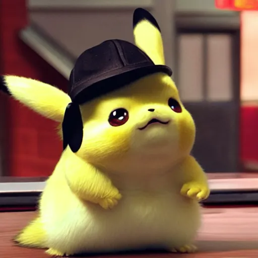 Prompt: fat detective Pikachu
