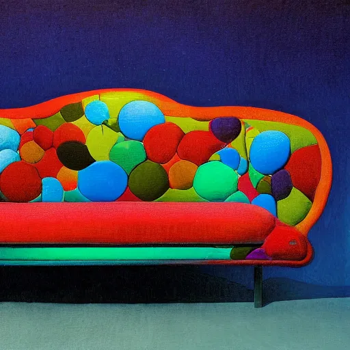 Image similar to psychedelic couch sofa costa blanca, designed by arnold bocklin, jules bastien - lepage, tarsila do amaral, wayne barlowe and gustave baumann, cheval michael, trending on artstation, mediterranean, star, sharp focus, colorful refracted sparkles and lines, soft light, 8 k 4 k