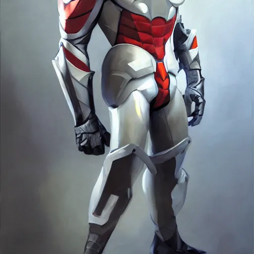 Image similar to greg manchess portrait painting of armored spiderman ultraman grey fox from metal gear cyborg gay japanese - american hybrid as overwatch character, medium shot, asymmetrical, profile picture, organic painting, sunny day, matte painting, bold shapes, hard edges, street art, trending on artstation, by huang guangjian and ail elvgren and sachin teng