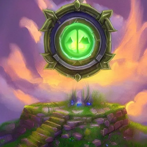 Prompt: a glowing simple giant lock, fantasy digital art, in the style of hearthstone artwork