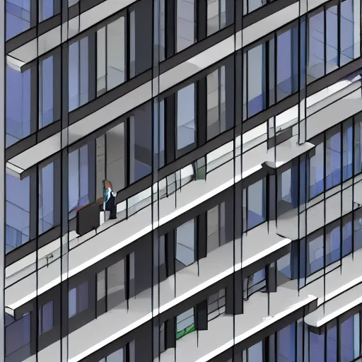 Prompt: isometric view of inside a office building