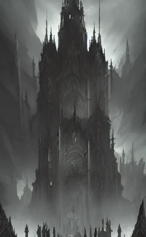 Image similar to concept art, dark church, fantasy style, Dark Souls style, highly detailed, WLOP, artstation