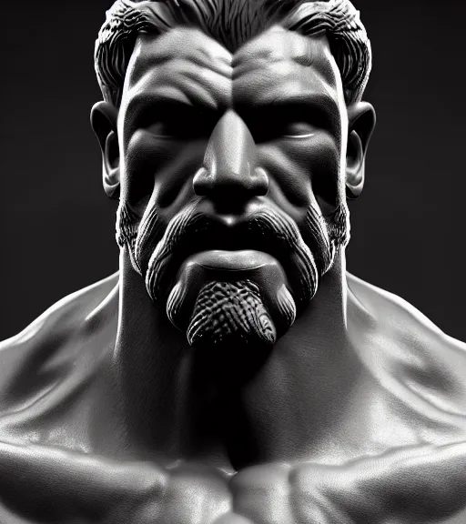 Image similar to heracles, complex 3 d render, hyper detailed, ultrasharp, digital portrait, concept art, character design, illustration, studio lights, hyper realistic, ultra detailed, volumetric lighting, 8 k uhd post - production, artstation hq, unreal engine 5, unity engine