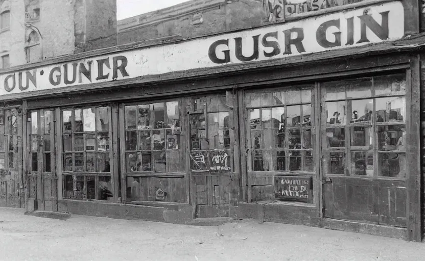 Prompt: A 1920s corner gunstore