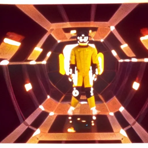 Prompt: an interior movie still from 2001: a space odyssey (1968), wes anderson, surreal