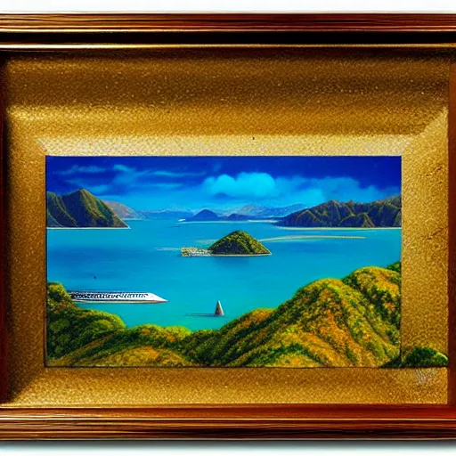 Image similar to tata islands, golden bay abel tasman new zealand, highly detailed, highly detailed fantasy ethereal surrealist art