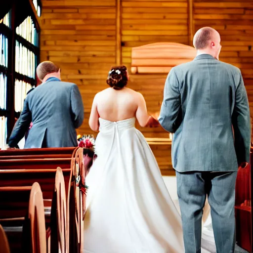 Image similar to a rhinoceros wearing a tiny suit in a wedding chapel, photo realistic, detailed, cinematic lighting, kodachrome