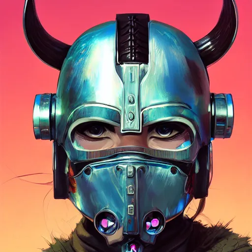 Image similar to cyberpunk viking helmet mask warrior goddess robot ninja fantasy, art gta 5 cover, official fanart behance hd artstation by jesper ejsing, by rhads, makoto shinkai and lois van baarle, ilya kuvshinov, ossdraws