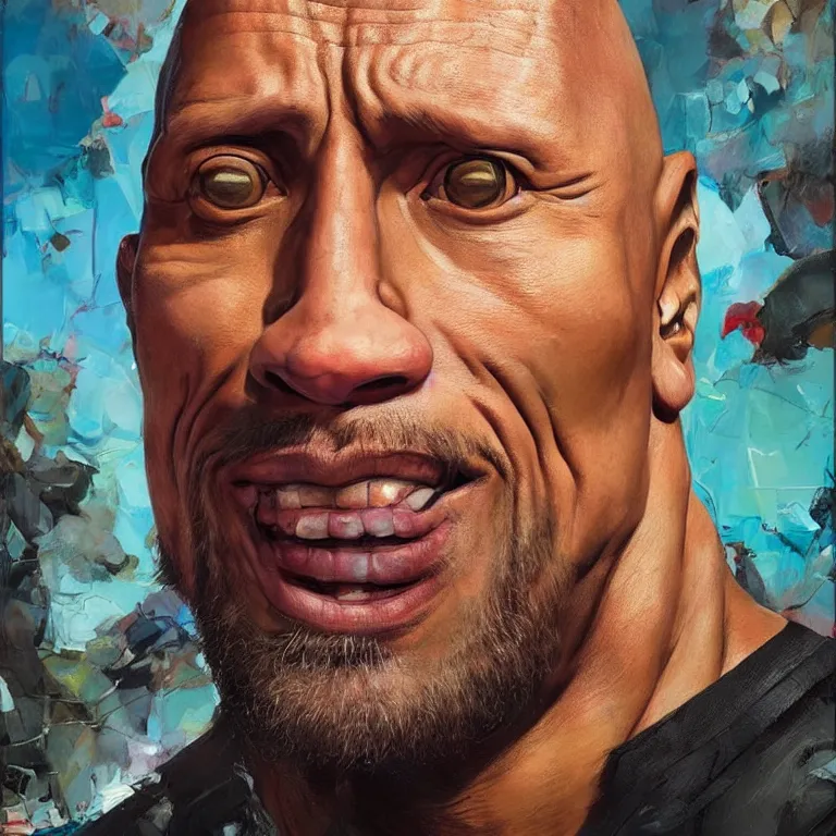 portrait of Dwayne thé rock Johnson with his eyebrow, Stable Diffusion