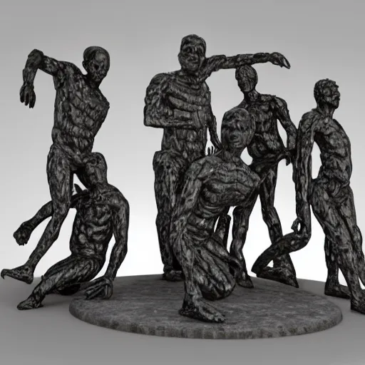 Prompt: sculpture of human shattering their chains