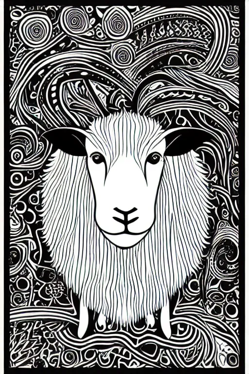 Image similar to minimalist boho style art of a sheep, illustration, vector art