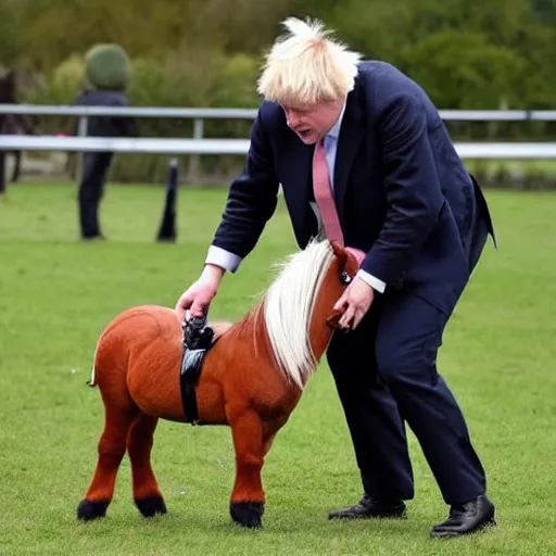 Image similar to Boris Johnson smacks a pony