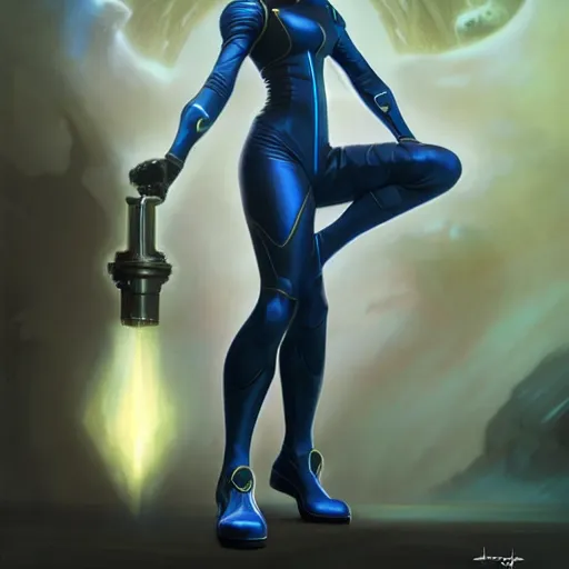 Prompt: Zero suit Samus Aran as Magic The Gathering character digital illustration portrait design by Mark Brooks and Brad Kunkle. dark fantasy, medium shot, intricate, elegant, highly detailed, digital painting, volumetric light, artstation, concept art, smooth, sharp focus, illustration, art by Gil Elvgren and Greg Rutkowski and Alphonse Mucha