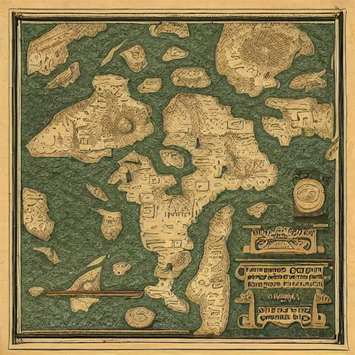 Prompt: cartography map art, highly detailed, vintage typography