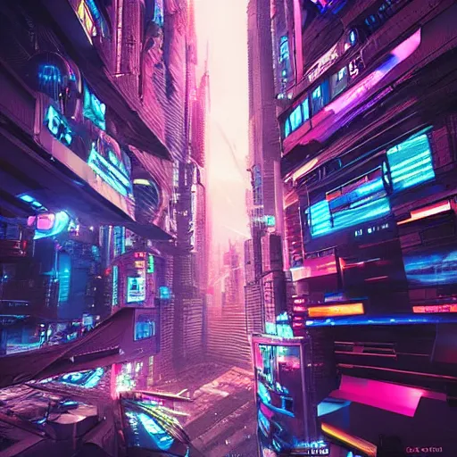 Prompt: “ planet earth, cyberpunk art by vincent lefevre, behance contest winner, altermodern, cityscape, synthwave, matte painting ”