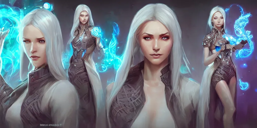 Prompt: concept art of russian female netrunner d & d video game characters head designs, unique hair designs, by marc brunet and artgerm