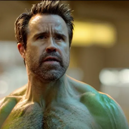 Image similar to rob mcelhenney as the incredible hulk movie still