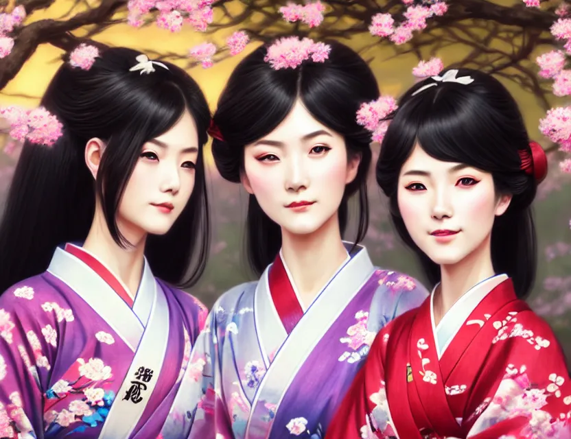 Image similar to two beautiful fashion taiwan girls wear elegant yukata in festival | | big eyes, summer night, realistic shaded, smile, good looking, fine details, 4 k realistic, cryengine, realistic shaded lighting poster by greg rutkowski, magali villeneuve, artgerm, jeremy lipkin and michael garmash and rob rey