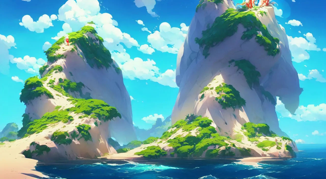 Image similar to beautiful summer island, in marble incrusted of legends heartstone official fanart behance hd by Jesper Ejsing, by RHADS, Makoto Shinkai and Lois van baarle, ilya kuvshinov, rossdraws global illumination