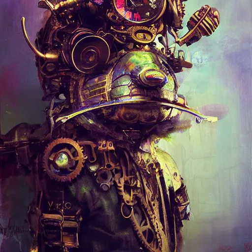 Image similar to steampunk rat, acid, 303, psychedelic, by ruan jia