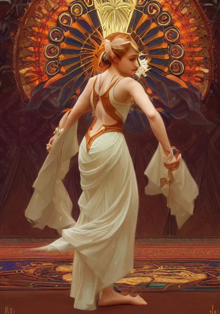 Image similar to zelda dance, intricate, elegant, highly detailed, digital painting, artstation, concept art, smooth, sharp focus, illustration, art by artgerm and greg rutkowski and alphonse mucha and william - adolphe bouguereau