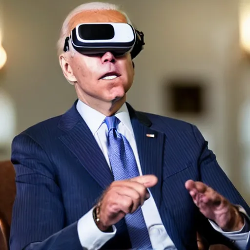 Prompt: Joe Biden in virtual reality