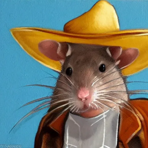 Prompt: rat with a cowboy hat