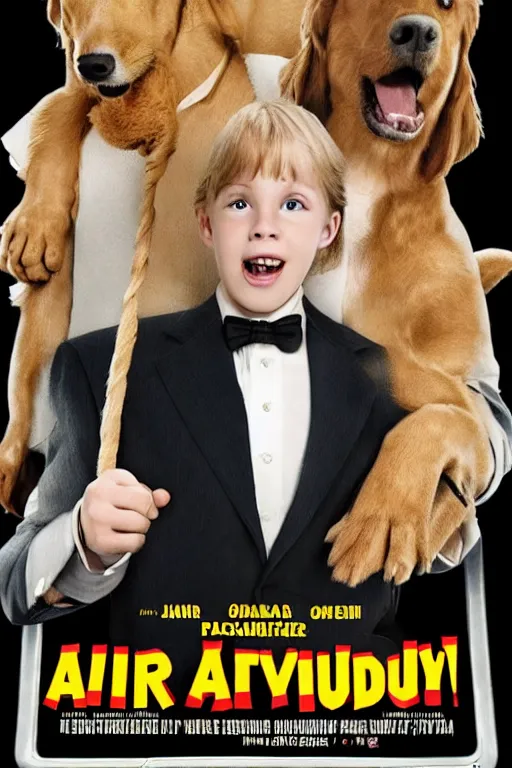 Image similar to poster to a movie where air bud does his ( ( taxes ) )