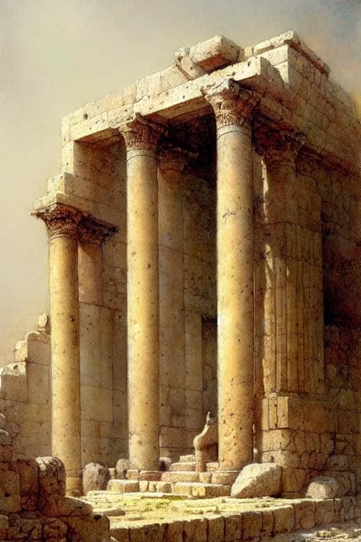 Prompt: (((((ancient israel roman temple . muted colors.))))) by Jean-Baptiste Monge !!!!!!!!!!!!!!!!!!!!!!!!!!!