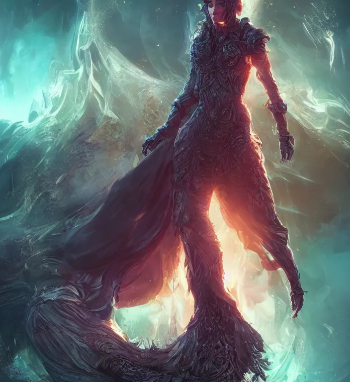 Prompt: unreal engine render + full body portrait + a goddess, tarot card, dark souls colour scheme, luminal, smooth, coherent, high detailed, kerem beyit, Karol Bak, featured on artstation, instagram HD, unreal engine