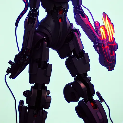 Prompt: a full body character design by artgerm, cushart krenz, ross tran, alphonse mucha. grungy industrial rectangular faceless mech robot wreathed in flame!! bold outline sharp edges. ultra clear detailed. 8 k. elegant, neon colors, dynamic angle, intricate complexity, epic composition, action pose, cinematic lighting masterpiece