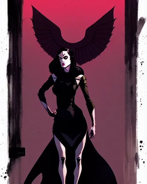 Image similar to rafael albuquerque comic art, peter mohrbacher, steve niles, phil noto, artgerm, pretty maika monroe dark witch black dress, symmetrical eyes