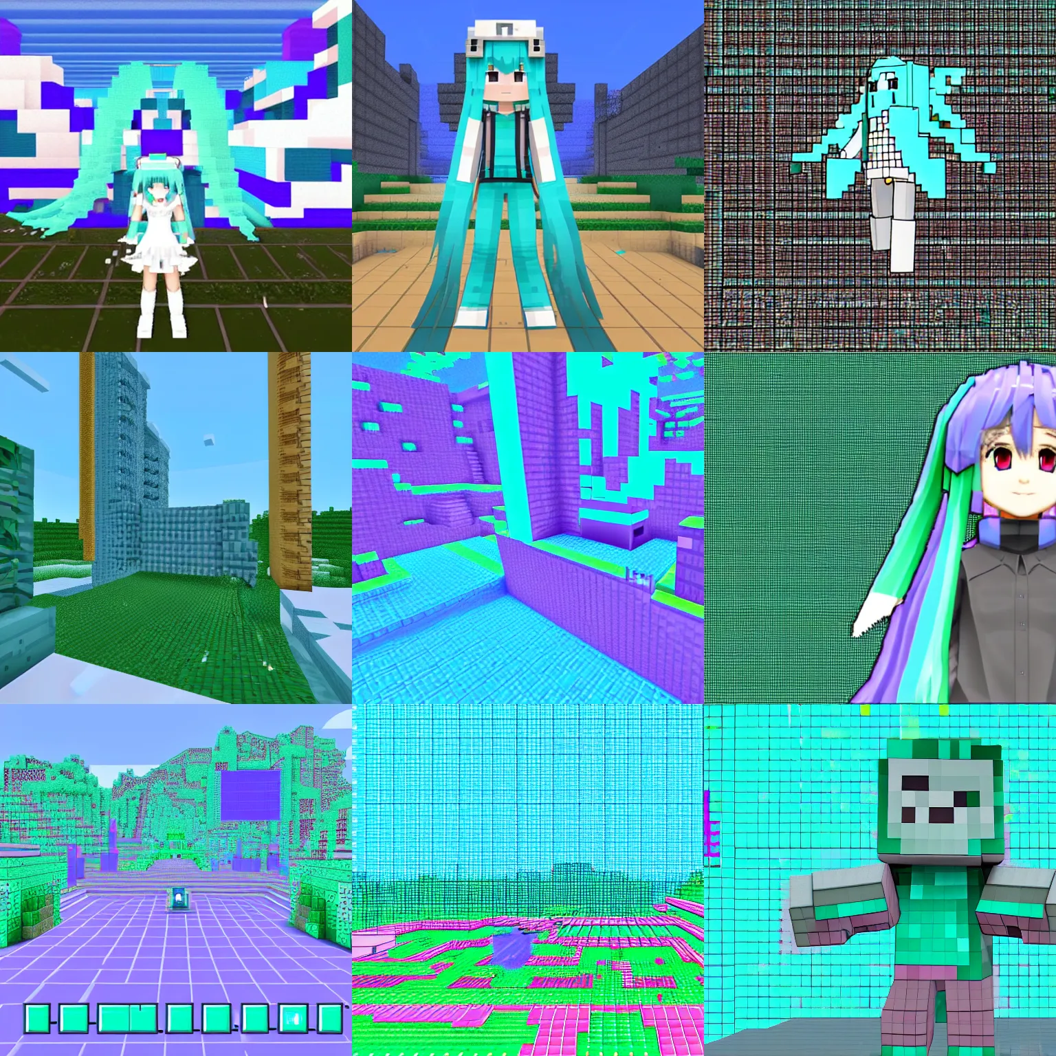 Prompt: hatsune miku minecraft shaders