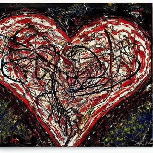 Prompt: anatomy of the heart by jackson pollock