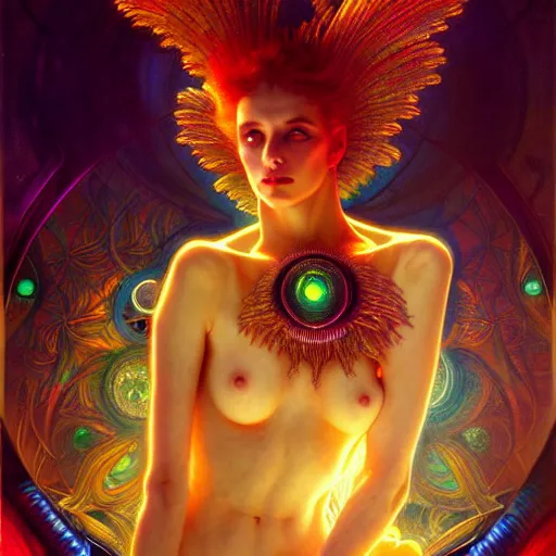 Image similar to extremely psychedelic beautiful cyborg virus infected by night. intricate, elegant, highly detailed, extremely lifelike photorealistic digital painting, artstation. steichen, gaston bussiere, tom bagshaw, cyberpunk alphonse mucha. elegant minimalism. anatomically correct. sultry. sharp focus. surreal lush hallucination