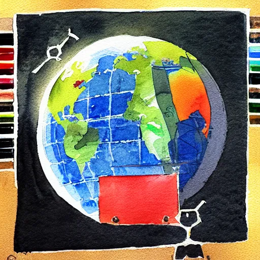 Prompt: hack the planet, watercolor, 2077