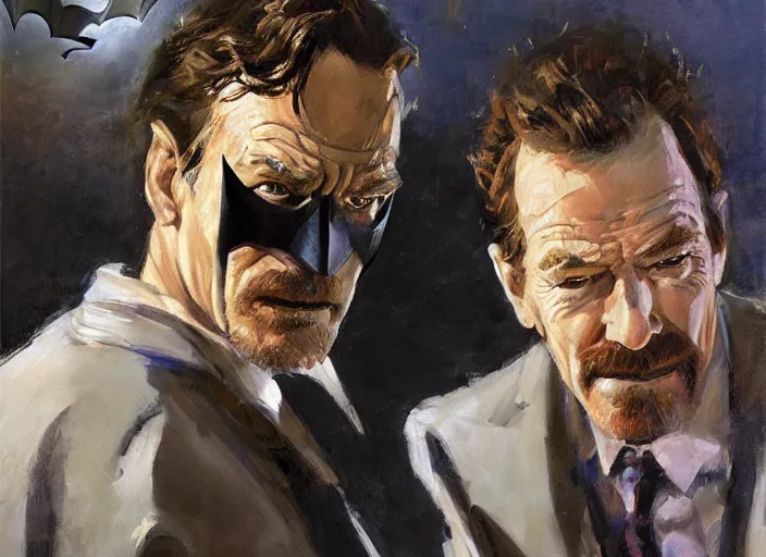 Image similar to a highly detailed beautiful portrait of bryan cranston as batman, by gregory manchess, james gurney, james jean