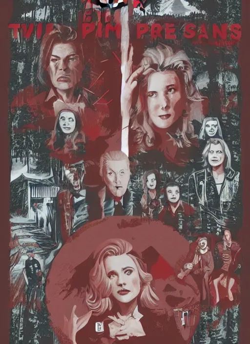 Image similar to twin peaks movie poster art by mike saputo