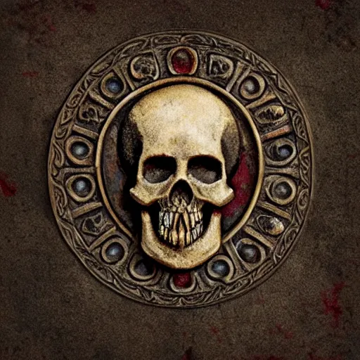 Prompt: medieval medallion background texture with a steam punk skull artist greg rutkowski