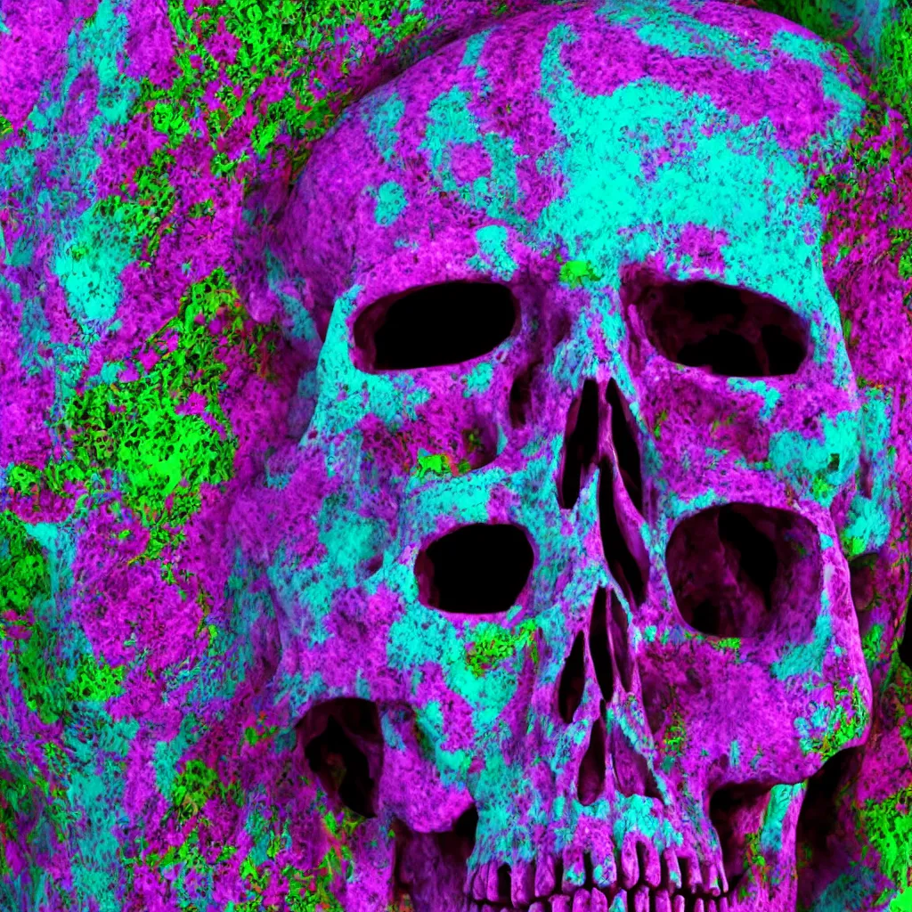 Prompt: psychadelic skull 3D, high detail, high definition, photorealistic, 8k