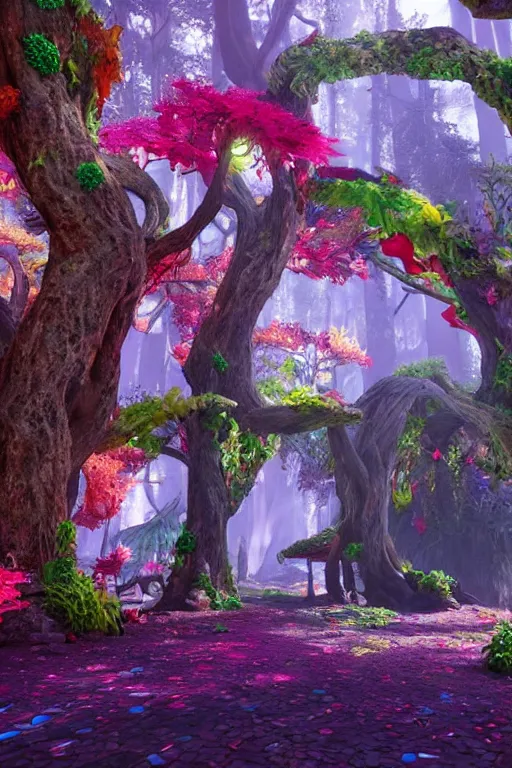 Image similar to a fancy forest made of candy and sweats, unreal engine, realistic, fantasy scenic, atmospheric