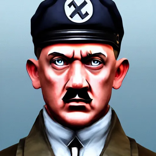 Prompt: adolf hitler in fortnite, character design, front page of artstation